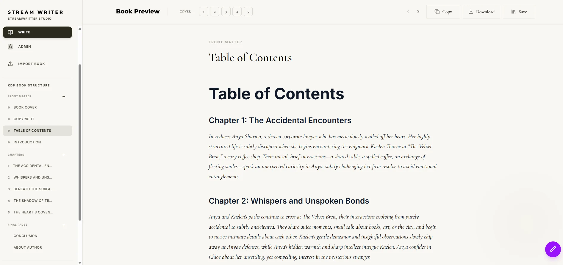 Cover & Formatting Workspace