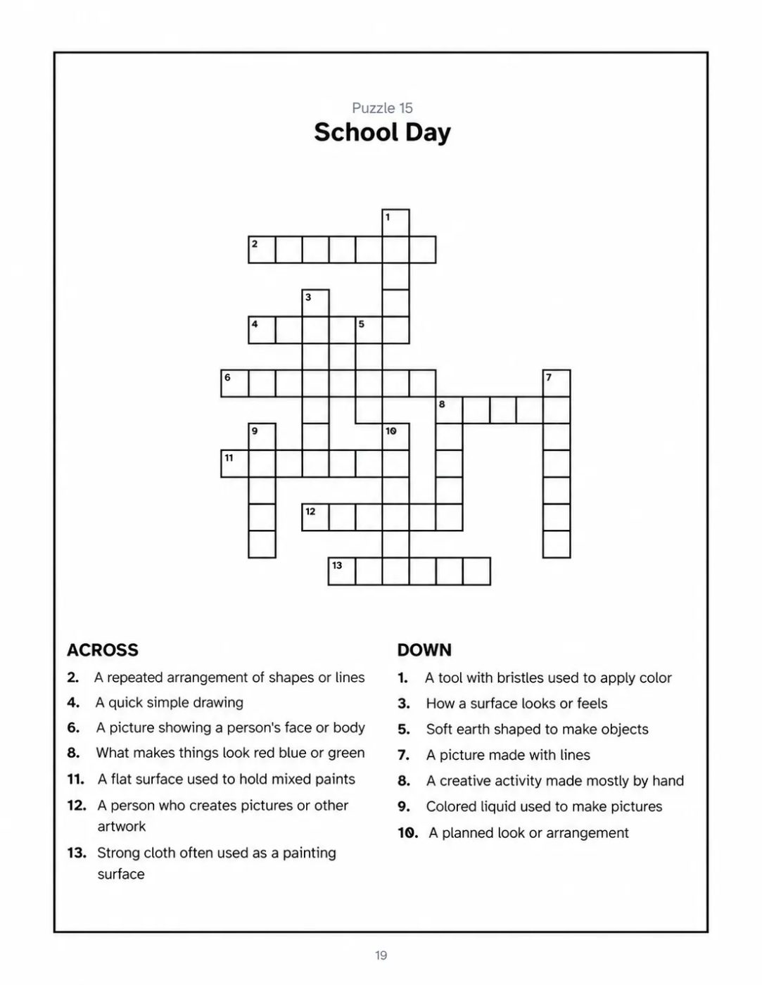 Crossword Puzzle Creator example page for ages 10-12