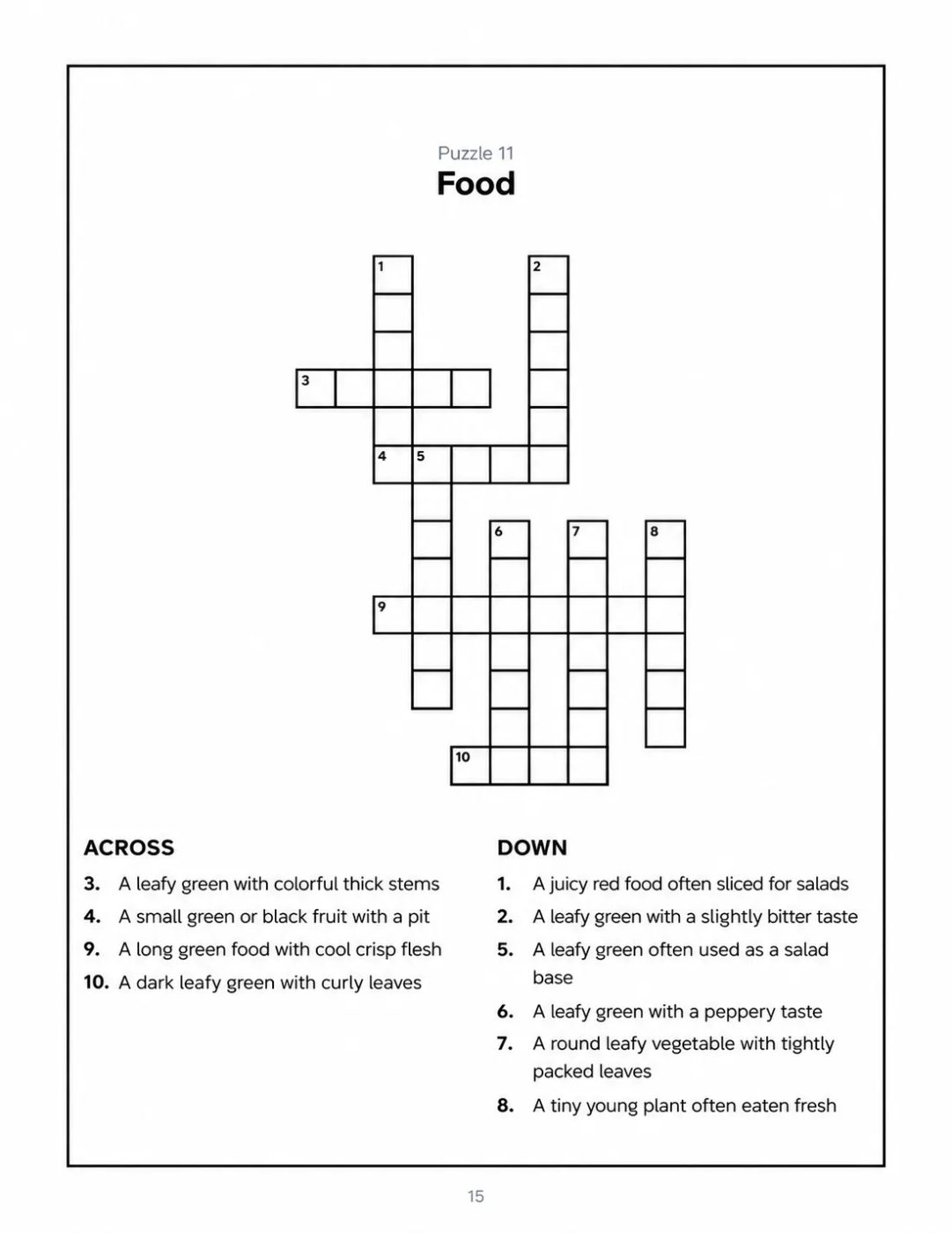 Crossword Puzzle Creator example page for ages 8-9