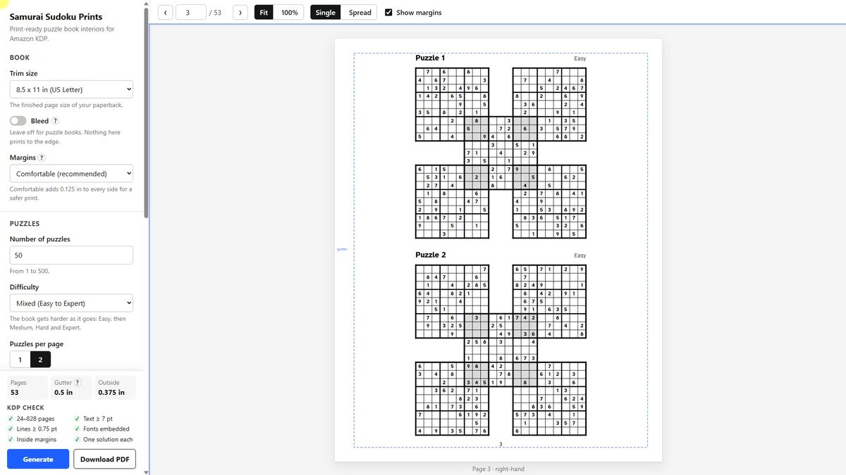 Retirement Activity Prints bonus Samurai Sudoku Prints