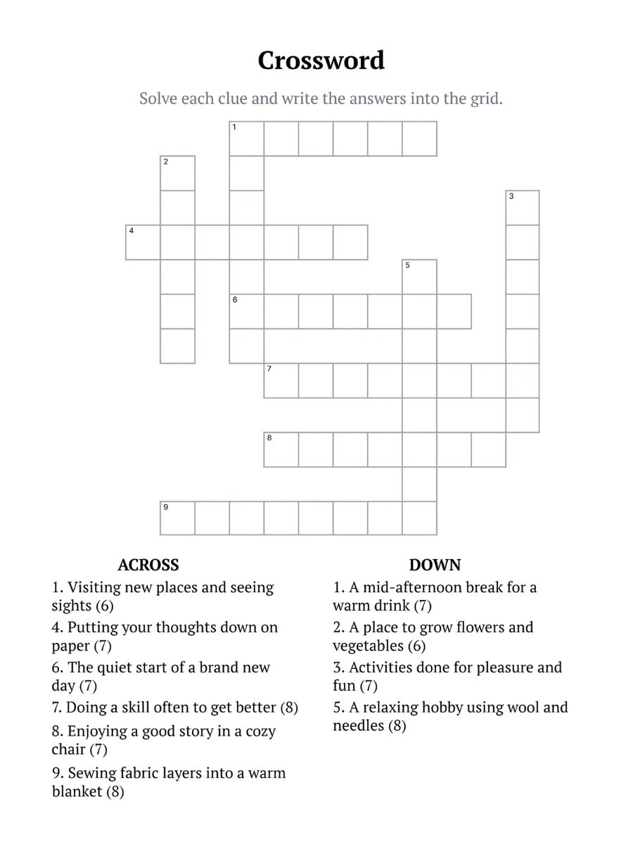Retirement Activity Prints retirement crossword page
